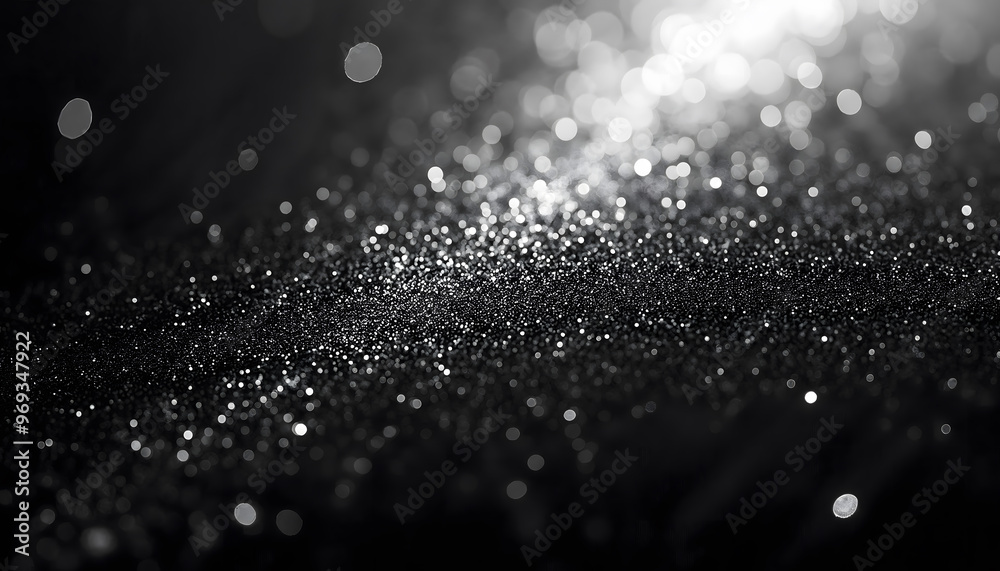 A mesmerizing black and silver glitter background, perfect for festive designs or elegant themes. The shimmering details create a magical atmosphere.