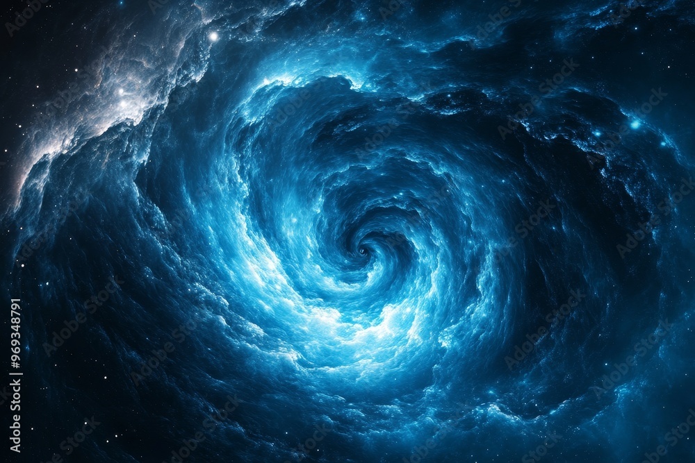 Deep Space Vortex - Abstract Spiral Black and Light Blue Star Illustration with Copy Space for Text Deep Space Vortex - Abstract Spiral Black and Light Blue Star Illustration with Copy Space for Text