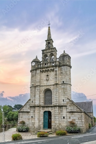 Scenic view of Saint-Jean-Baptiste church in Lezardrieux, Brittany photo