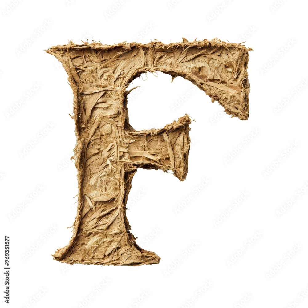 Fototapeta premium Textured F on white background isolated transparent background