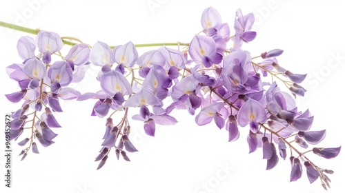 wisteria blossom delicate purple flower branch isolated on white highresolution photograph