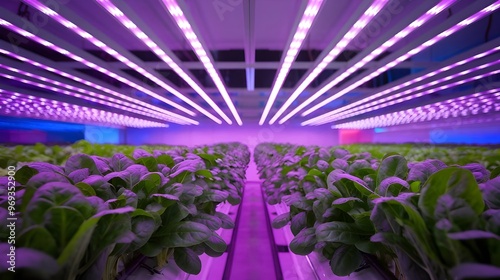 Hydroponic Greens Under Pink LED Lights