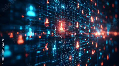 Abstract Background - Digital Network with Data and User Profiles