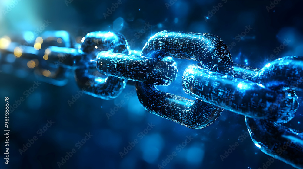 A close-up of a digital chain link, symbolizing connectivity and technology. A close-up of a digital chain link, symbolizing connectivity and technology.