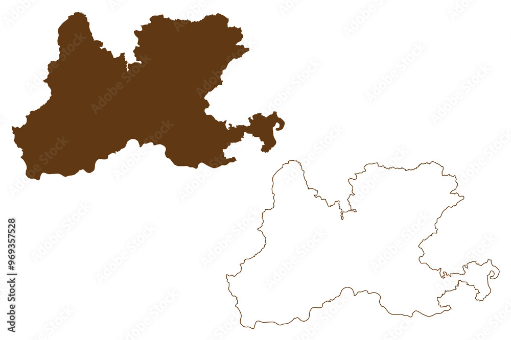 Obraz premium Waldshut district (Federal Republic of Germany, rural district, Baden-Wurttemberg State) map vector illustration, scribble sketch Waldshut map