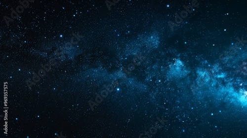 A mesmerizing view of the Milky Way galaxy with a vast expanse of stars against a dark blue night sky. photo