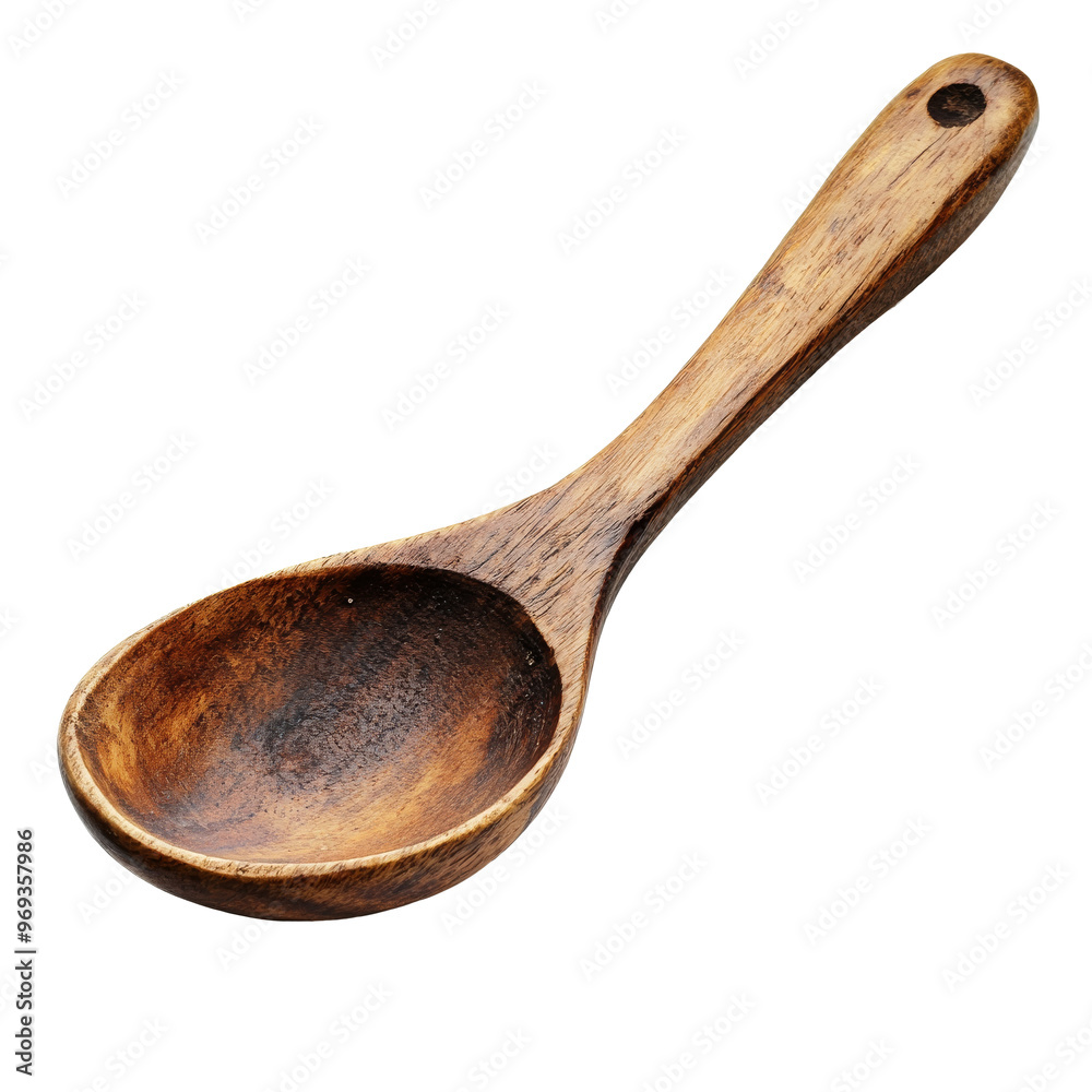 Wooden spoon used for cooking displayed on table isolated transparent background Wooden spoon used for cooking displayed on table isolated transparent background