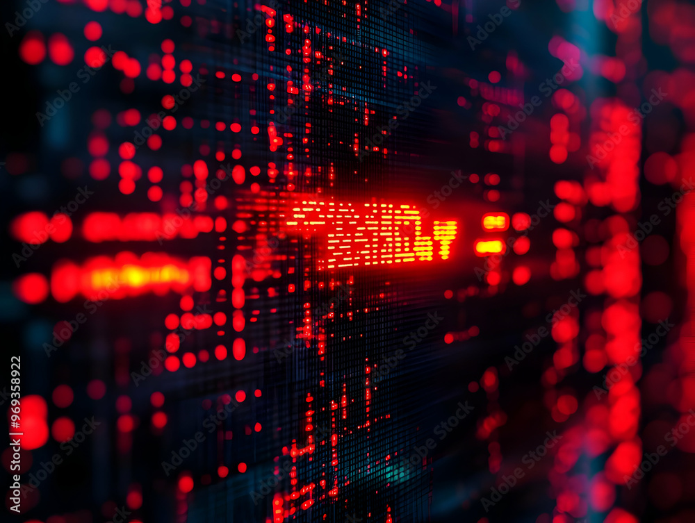 Digital Abstract Background Red Lights Technology Data, Abstract Illustration Digital Abstract Background Red Lights Technology Data, Abstract Illustration