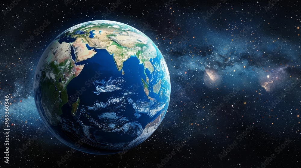 Earth, our planet, seen from space with the Milky Way galaxy in the background. Earth, our planet, seen from space with the Milky Way galaxy in the background.