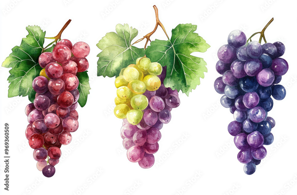 A Series of Grapes in Various Clusters Vibrant Purple and Green for a Fresh Fruit Presentation A Series of Grapes in Various Clusters Vibrant Purple and Green for a Fresh Fruit Presentation