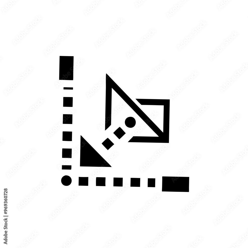 Geometric ruler and triangle outline, minimalist black and white design, measurement and precision concept with copy space Geometric ruler and triangle outline, minimalist black and white design, measurement and precision concept with copy space