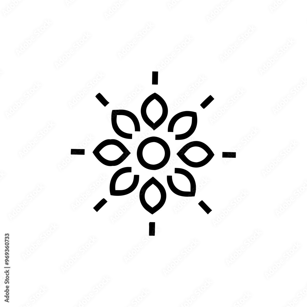 Flower outline, minimalist black and white design, nature symbol with copy space Flower outline, minimalist black and white design, nature symbol with copy space