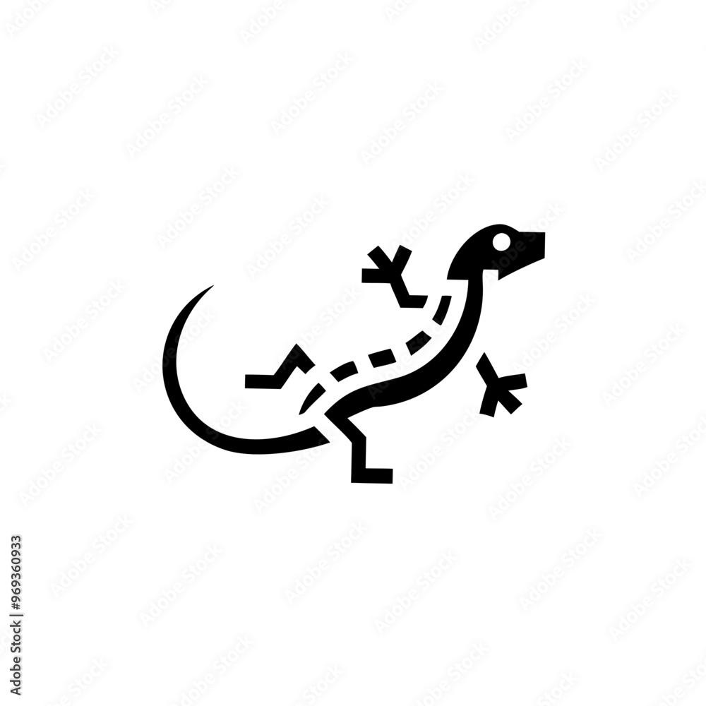 Fototapeta premium Minimalist black and white gecko icon, abstract reptile symbol