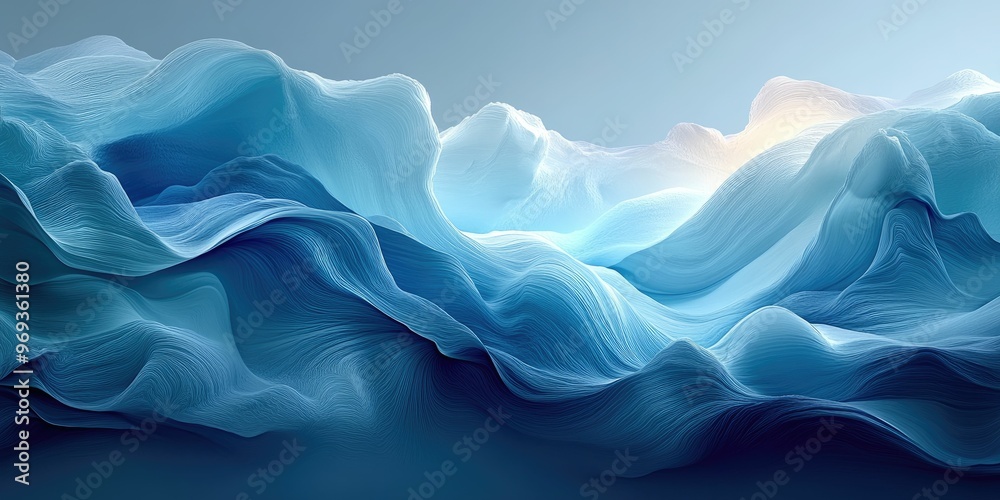 Obraz premium Abstract blue waves with smooth, flowing textures.