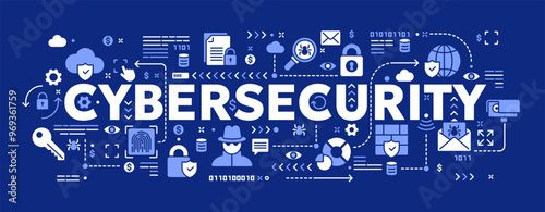 Vector conceptual illustration related to cybersecurity, personal information protection, private data safety. Solid doodle background or banner for website or mobile app