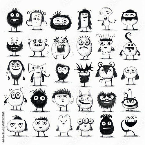 icon black and white Pictogramas for monster Created with Generative AI technology