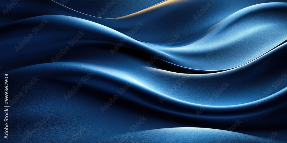 Obraz premium Smooth blue fabric waves creating a serene texture.
