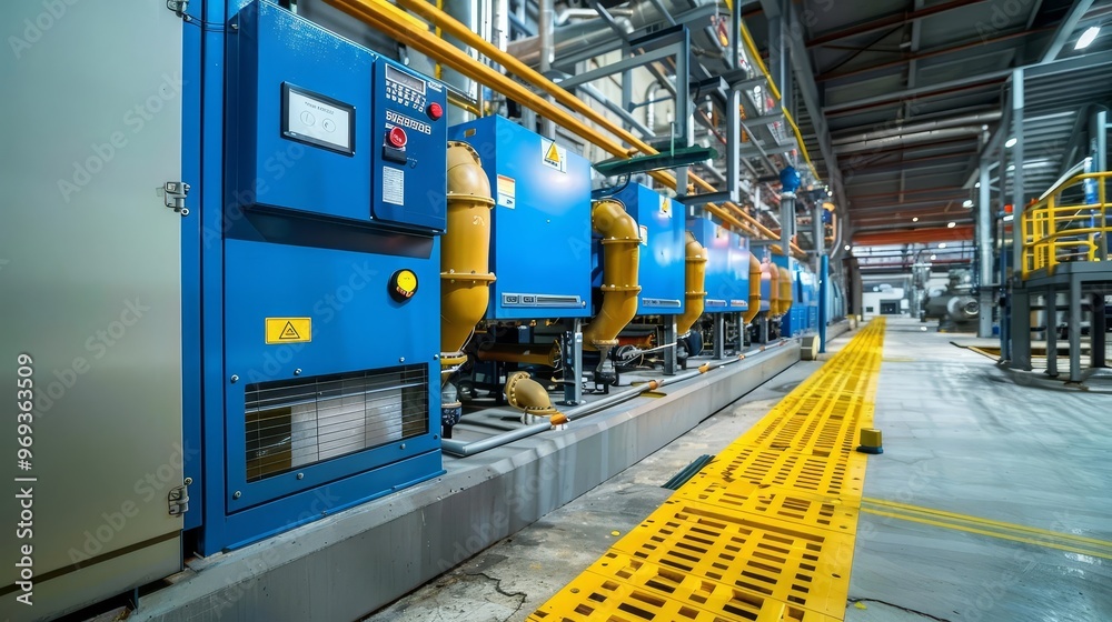 Industrial equipment on train tracks at a power plant. Industrial equipment on train tracks at a power plant.