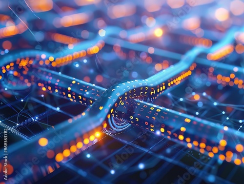 Macro view of a blockchain transaction ledger, showcasing the traceability and security in digital dealings, suitable for legal tech innovation photo