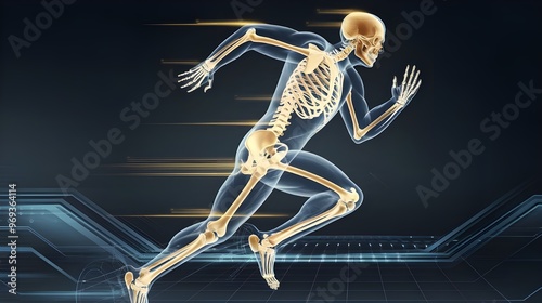 Human Skeleton Running with Motion Blur Effect