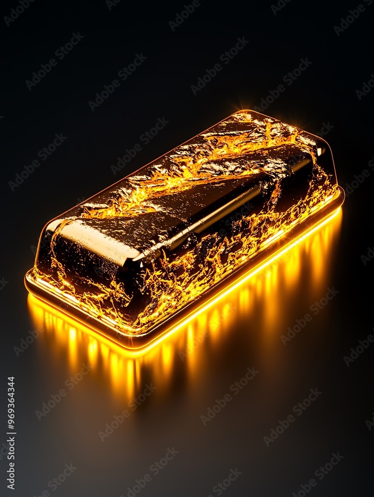 Brilliant gold bar illuminated with a warm glow, showcasing its reflective texture and luxurious appeal. Brilliant gold bar illuminated with a warm glow, showcasing its reflective texture and luxurious appeal.