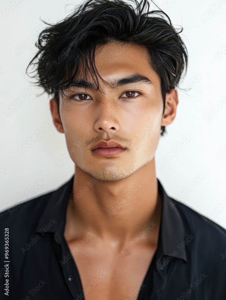 Obraz premium Image of young Asian man on white background with generative ai
