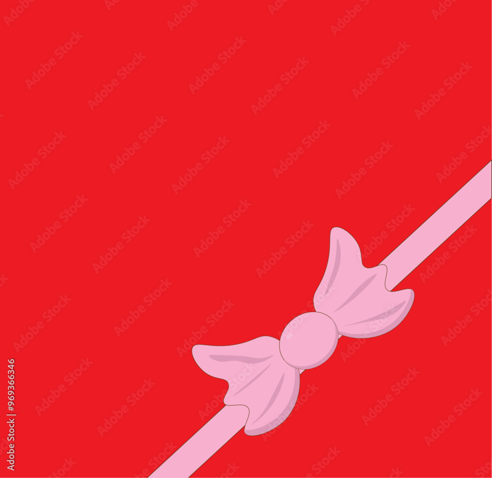 pink ribbon bow sideways on a red background pink ribbon bow sideways on a red background