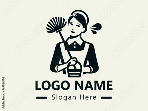 Cleaning Service Logo, Maid Service , Home Cleaning, Domestic Helper