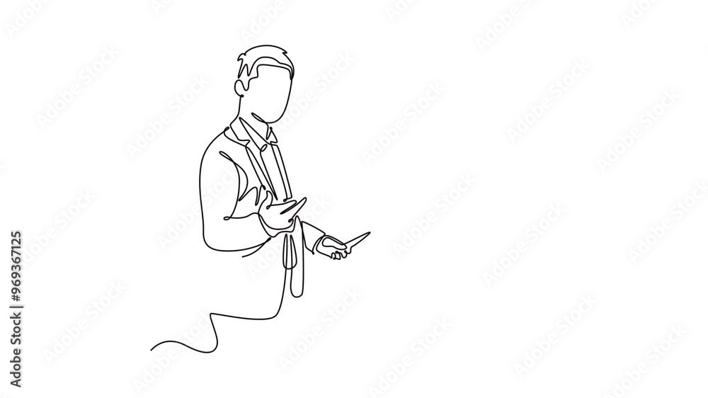 One continuous line drawing of meeting and presentation concept. Full length animation illustration. High quality 4k footage. One continuous line drawing of meeting and presentation concept. Full length animation illustration. High quality 4k footage.