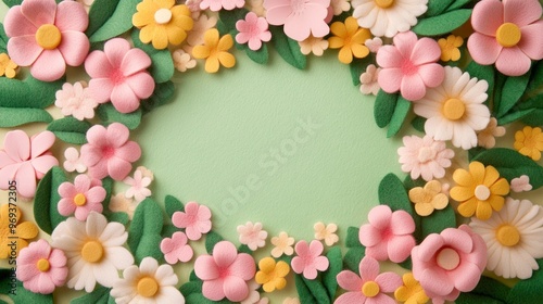 wool felt style spring flower plant design background