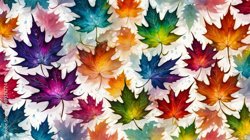 illustration. leaves background. bright colorful autumn leaves.	