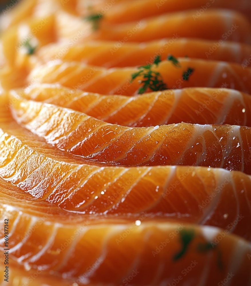 Close-up of a piece of smoked salmon, texture details and vivid colors, studio setting, soft and natural lighting, top-down angle, detailed photography style, high quality, grainy Close-up of a piece of smoked salmon, texture details and vivid colors, studio setting, soft and natural lighting, top-down angle, detailed photography style, high quality, grainy