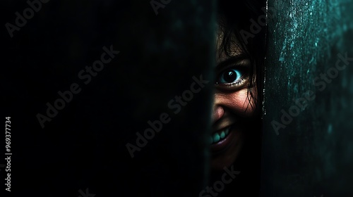 Creepy Eye Peeking from Darkness.