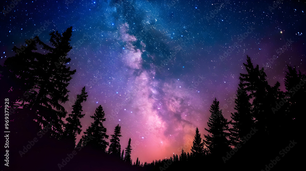 Naklejka premium The Night Sky With Shooting Star The Distance