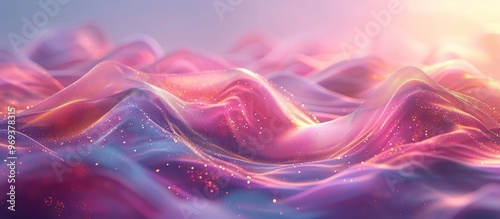 Captivating abstract digital landscape featuring mesmerizing waves of ethereal lights vibrant gradient patterns and dynamic flowing movements  This surreal futuristic photo