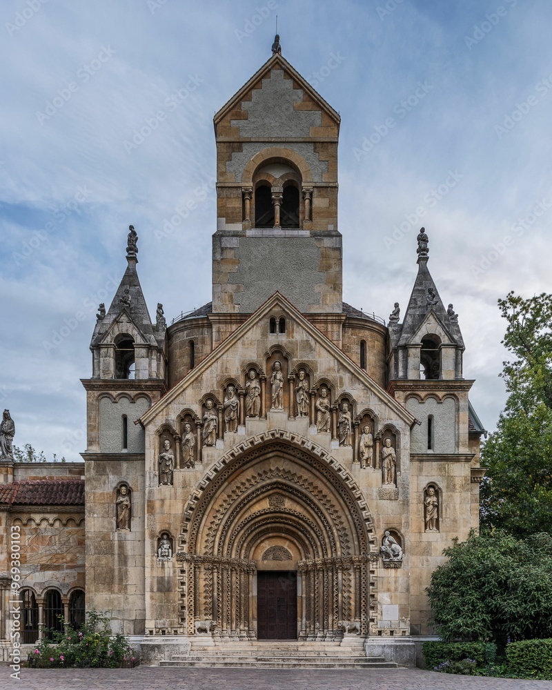 Front view of the Romanesque Jak Chapel in Vajdahunyad Castle, Budapest, Hungary Front view of the Romanesque Jak Chapel in Vajdahunyad Castle, Budapest, Hungary