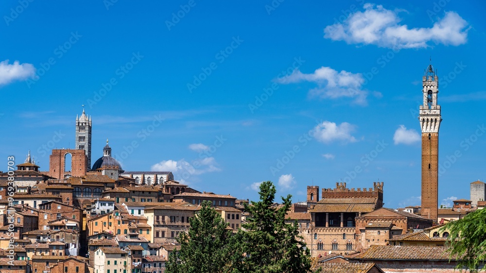 Fototapeta premium Panoramic view of Siena with Torre del Mangia