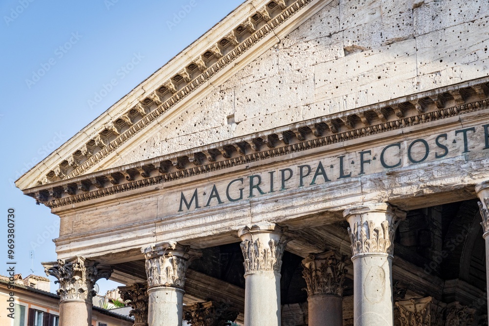 Close-up of the Pantheon facade in Rome, Italy. Close-up of the Pantheon facade in Rome, Italy.