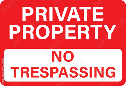 Private Property Sign. No Trespassing Warning Message. Private property no trespassing warning fence symbol. flat style.
