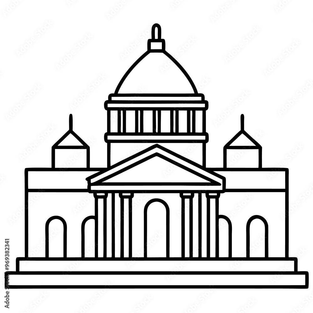 building architecture outline coloring book page line art drawing building architecture outline coloring book page line art drawing