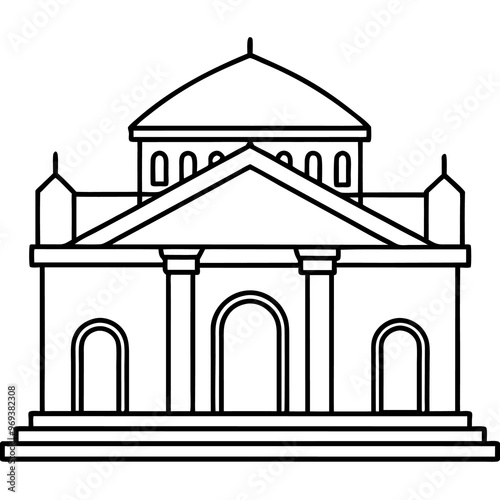 building architecture outline coloring book page line art drawing