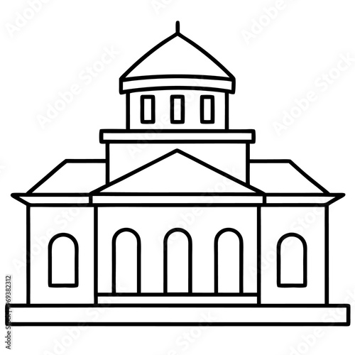 building architecture outline coloring book page line art drawing