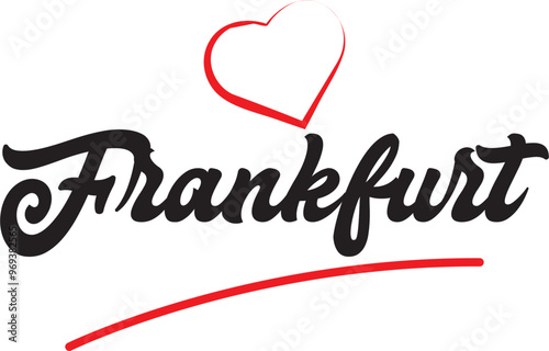 Frankfurt city text design with red heart typographic icon design suitable for touristic promotion
