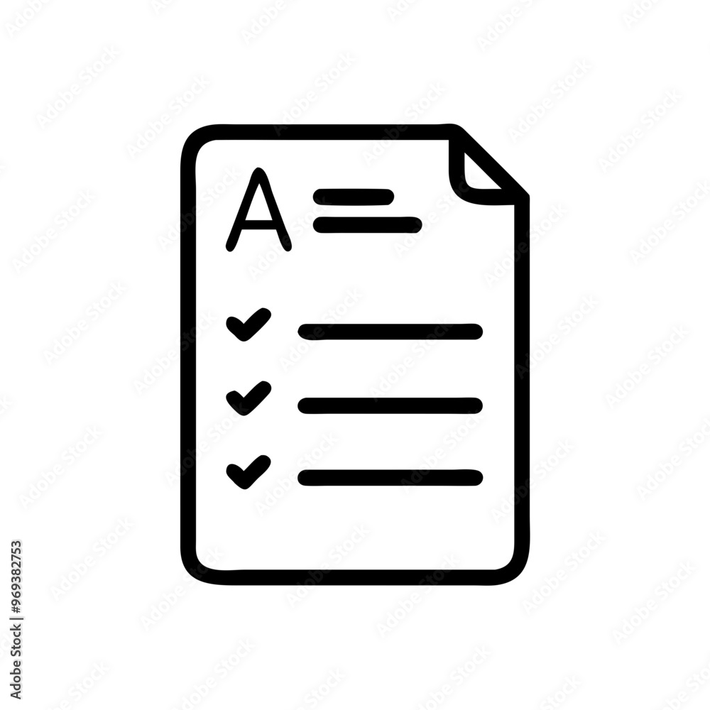 Test paper icon in line art style for online learning concept
Test paper icon in line art style for online learning concept