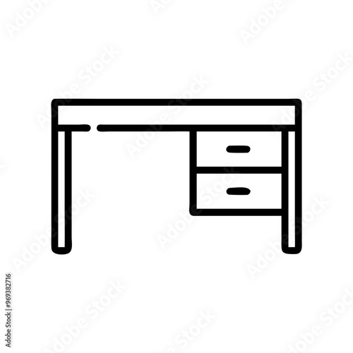 Desk icon in line art style for online learning concept
