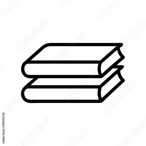 Stack of books icon in line art style for online learning concept
