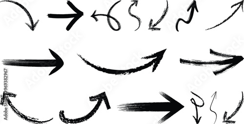 Brush drawn arrow set collection