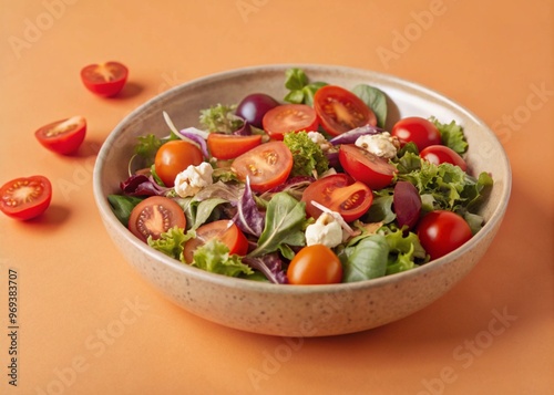 Fresh garden salad with mixed greens and vinaigrette