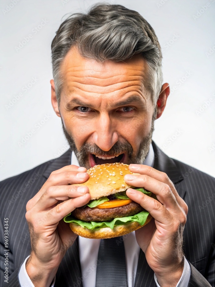 professional photograph of a man eating a Chicken burger professional photograph of a man eating a Chicken burger