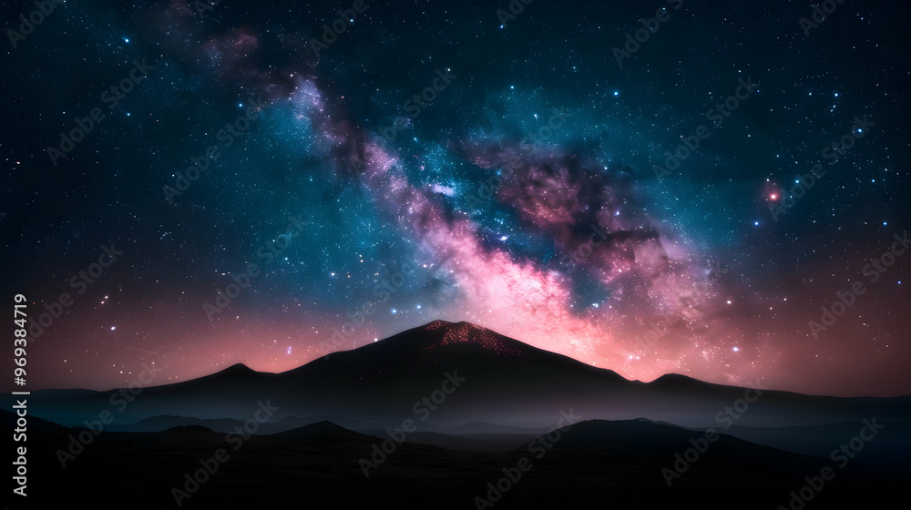 Fototapeta premium The Night Sky With Stars Above Mountain